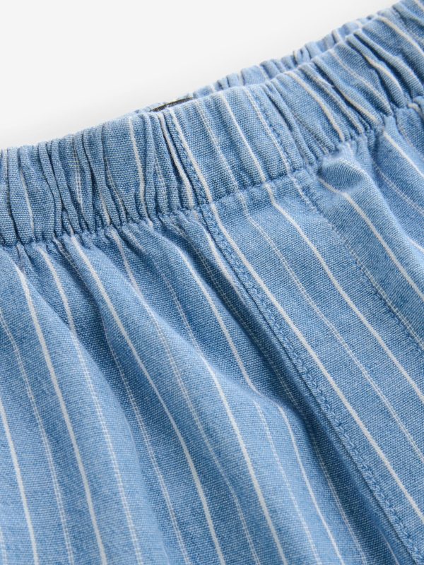 DALISER774 Blue Stripe 100% Cotton Pullon Lightweight Denim Shorts - Image 6