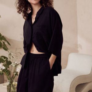 DALISER777 Black Linen Blend Shorts