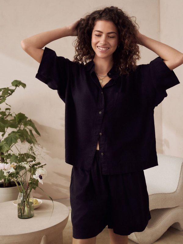DALISER777 Black Linen Blend Shorts - Image 3