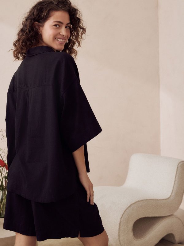 DALISER777 Black Linen Blend Shorts - Image 5