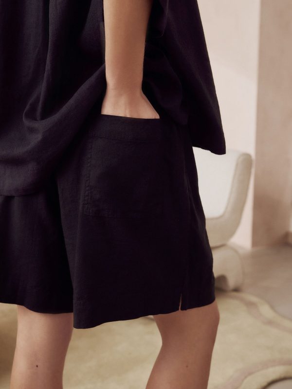 DALISER777 Black Linen Blend Shorts - Image 7