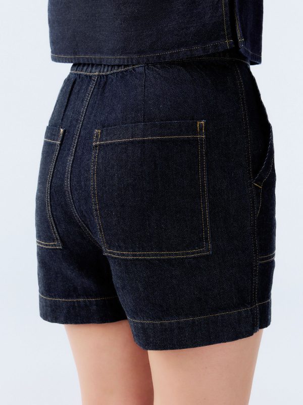 DALISER776 Blue Utility Lightweight 100% Cotton Denim Shorts - Image 4