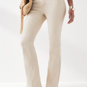 DALISER766 Cream High Waist Flared Jeans