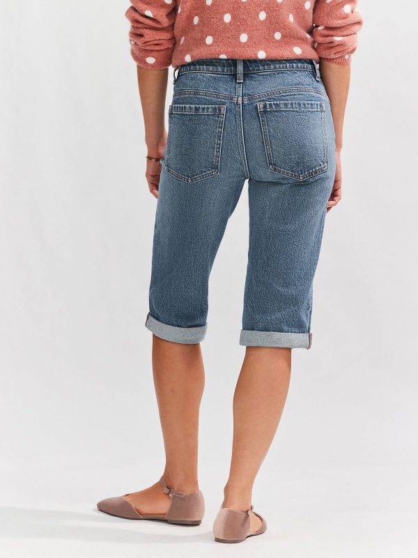 DALISER782 Mid Blue Knee Length Bermuda Denim Shorts - Image 3
