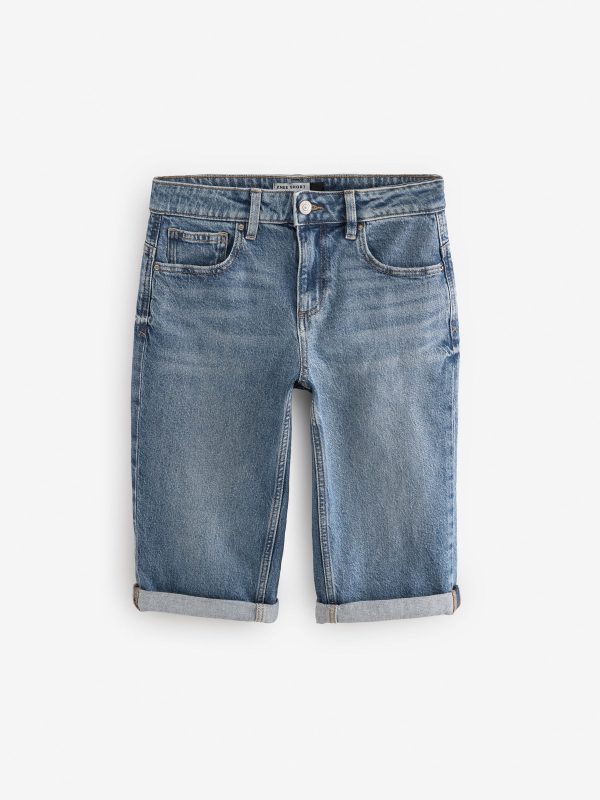 DALISER782 Mid Blue Knee Length Bermuda Denim Shorts - Image 7