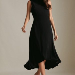 DALISER726 Soft Tailored High Low Midi Dress