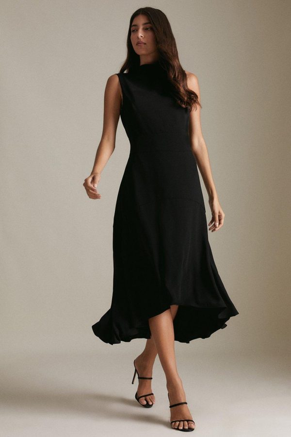 DALISER726 Soft Tailored High Low Midi Dress