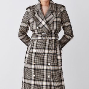 DALISER749 Classic Check Tailored Trench Coat