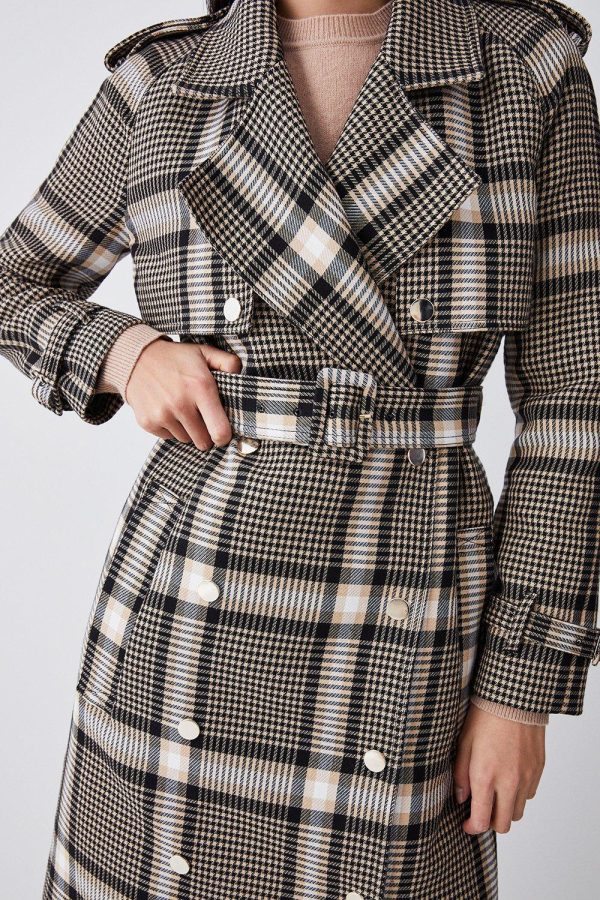 DALISER749 Classic Check Tailored Trench Coat - Image 2