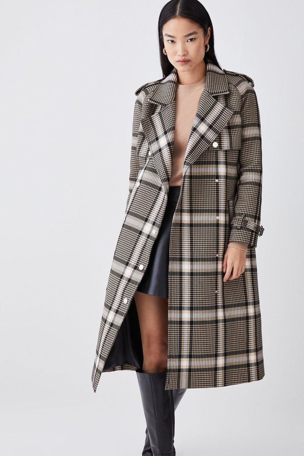 DALISER749 Classic Check Tailored Trench Coat - Image 3