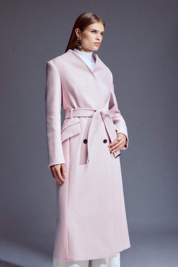 DALISER743 Wool Blend High Neck Belted Midaxi Coat - Image 3