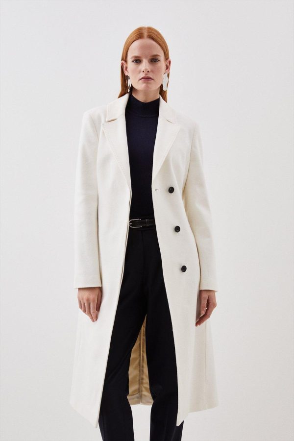 DALISER751 Wool Blend Button Detail Pleated Midi Coat