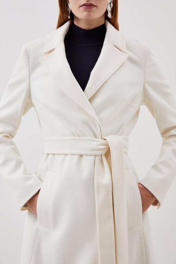 DALISER751 Wool Blend Button Detail Pleated Midi Coat - Image 3