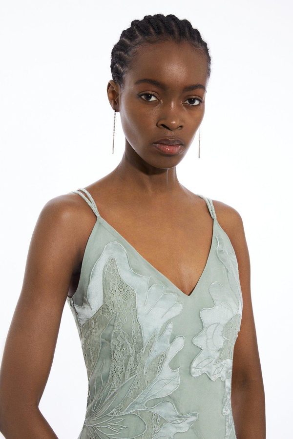 DALISER725 Petite Satin Applique Woven Maxi Dress - Image 2