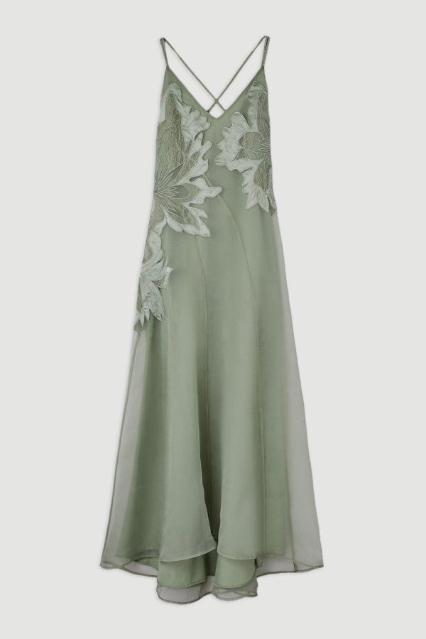 DALISER725 Petite Satin Applique Woven Maxi Dress - Image 4