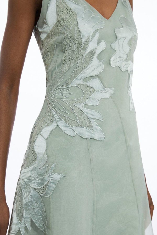 DALISER725 Petite Satin Applique Woven Maxi Dress - Image 5