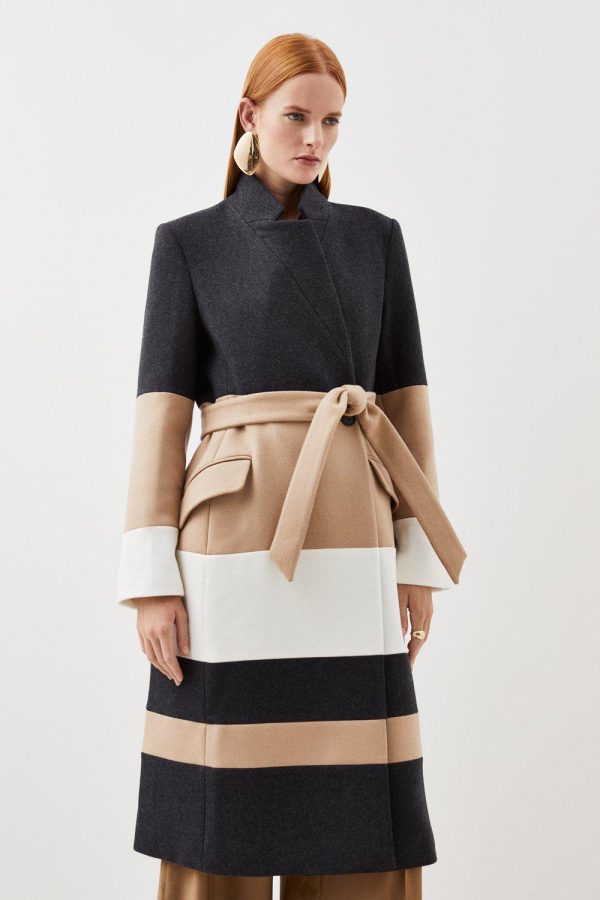 DALISER754 Wool Blend Contrast Midi Coat