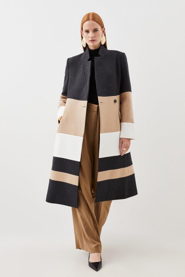 DALISER754 Wool Blend Contrast Midi Coat - Image 2