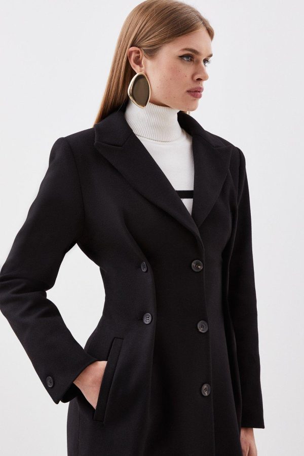 DALISER752 Wool Button Waist Detail Tailored Coat - Image 2