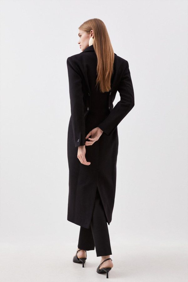 DALISER752 Wool Button Waist Detail Tailored Coat - Image 4