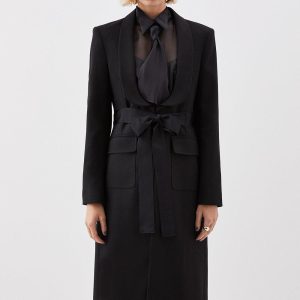 DALISER757 The Founder Premium Twill Tie Waist Detail Maxi Coat