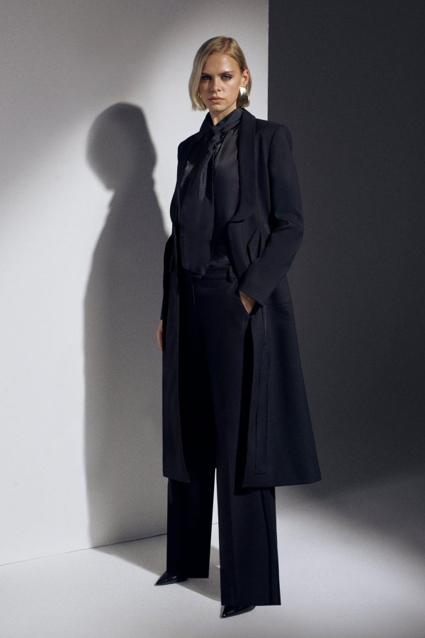 DALISER757 The Founder Premium Twill Tie Waist Detail Maxi Coat - Image 2