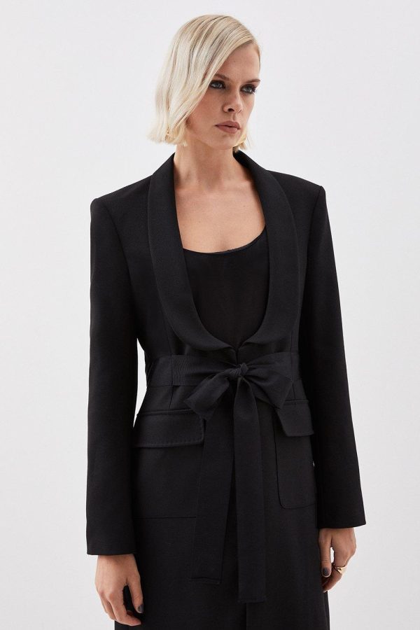 DALISER757 The Founder Premium Twill Tie Waist Detail Maxi Coat - Image 3