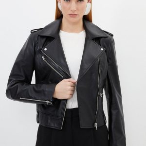 DALISER748 Leather Zip Detail Biker Jacket