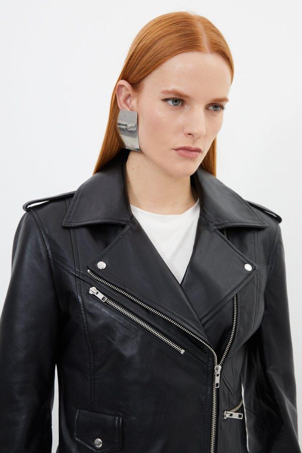 DALISER748 Leather Zip Detail Biker Jacket - Image 2