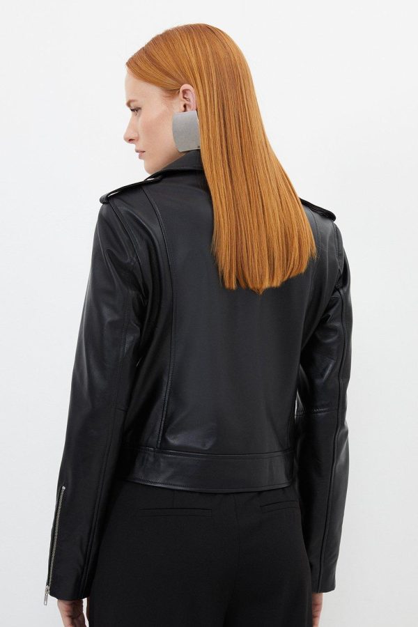 DALISER748 Leather Zip Detail Biker Jacket - Image 4