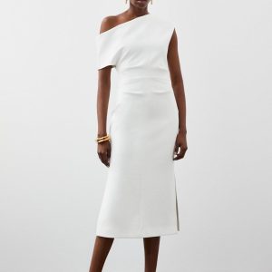 DALISER740 Compact Stretch Drop Shoulder Tailored Midi Dress