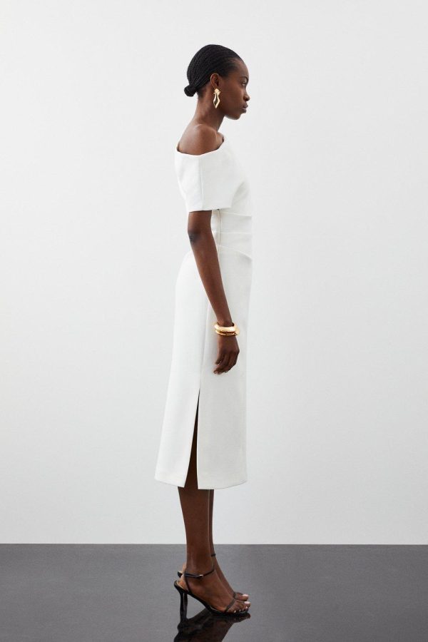DALISER740 Compact Stretch Drop Shoulder Tailored Midi Dress - Image 3