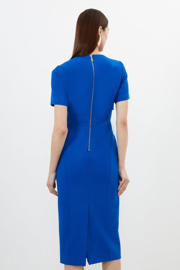 DALISER731 Petite Tailored Structured Crepe Ruffle Pencil Midi Dress - Image 5