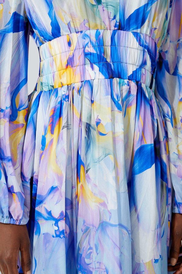DALISER737 Ombre Floral Silk Cotton Plunge Maxi Dress - Image 5