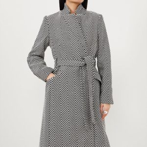 DALISER756 Tailored Notch Neck Belted Midi Coat
