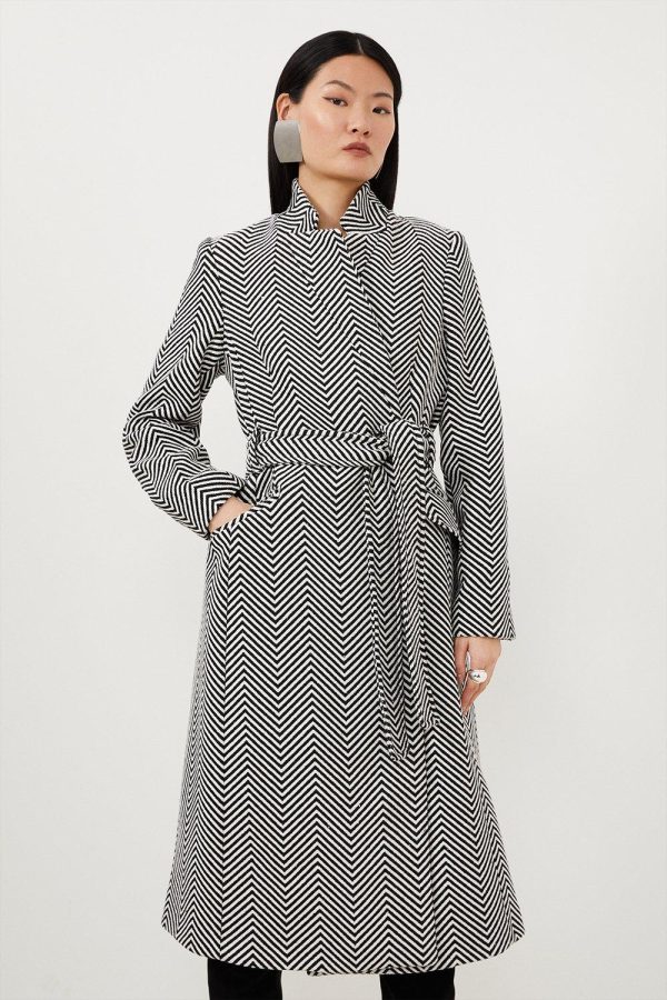 DALISER756 Tailored Notch Neck Belted Midi Coat