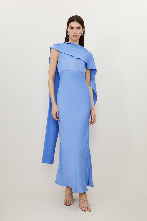 DALISER730 Viscose Satin Draped Midi Dress - Image 2