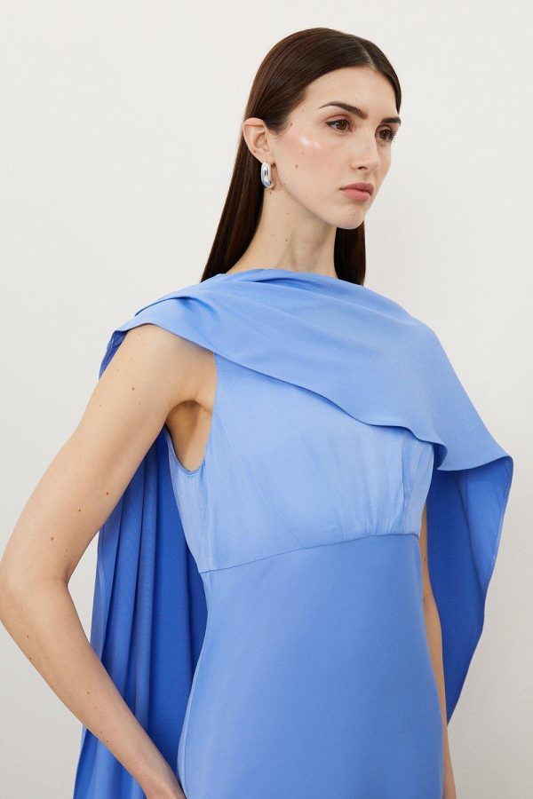 DALISER730 Viscose Satin Draped Midi Dress - Image 3