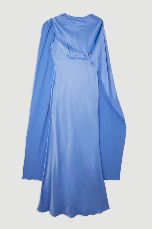 DALISER730 Viscose Satin Draped Midi Dress - Image 4