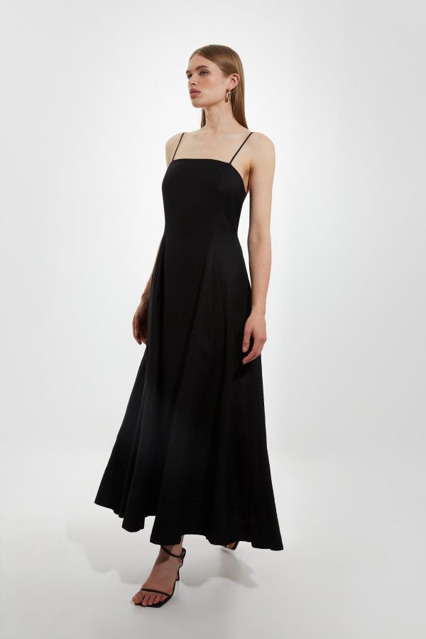 DALISER729 Viscose Linen Woven Strappy Maxi Dress - Image 3