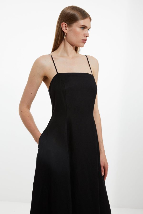 DALISER729 Viscose Linen Woven Strappy Maxi Dress - Image 5