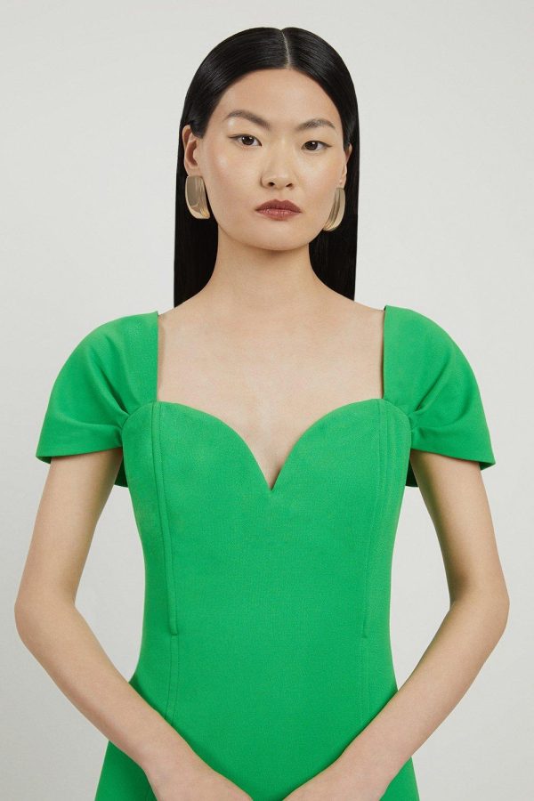 DALISER735 Bardot Satin Back Crepe Woven Midi Dress - Image 2