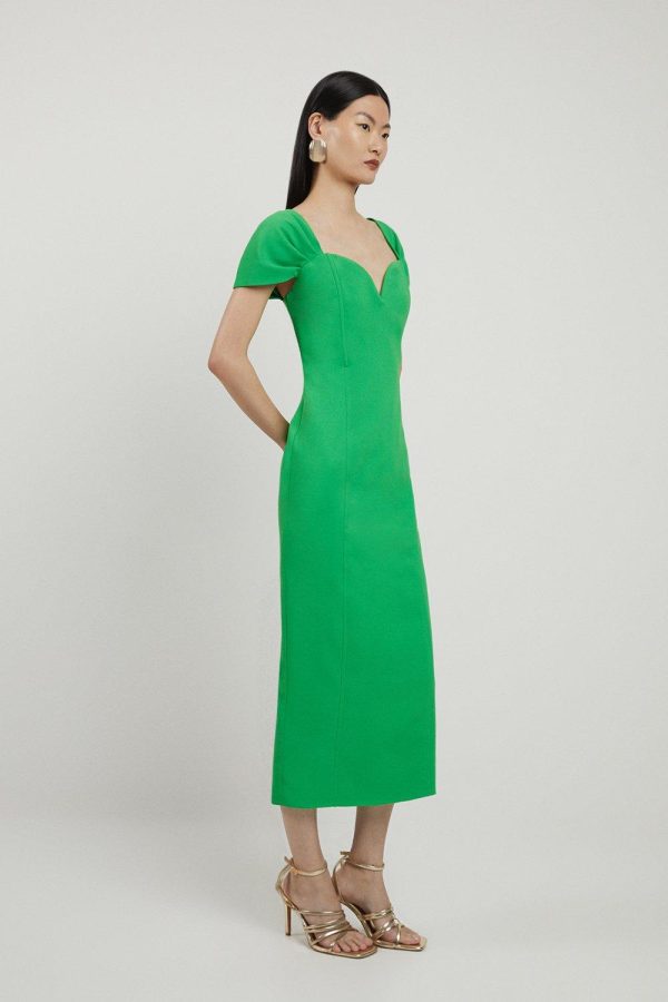 DALISER735 Bardot Satin Back Crepe Woven Midi Dress - Image 3