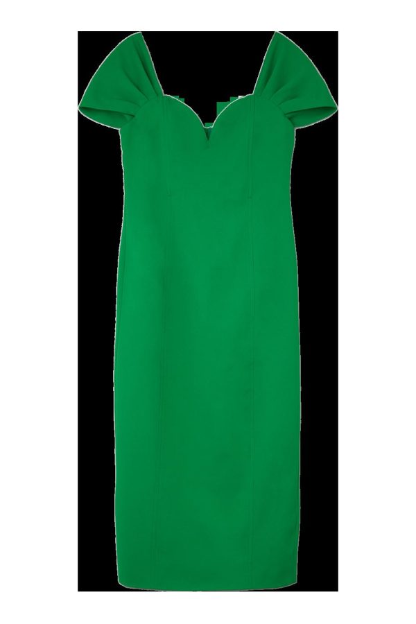 DALISER735 Bardot Satin Back Crepe Woven Midi Dress - Image 4
