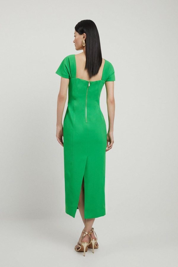 DALISER735 Bardot Satin Back Crepe Woven Midi Dress - Image 5