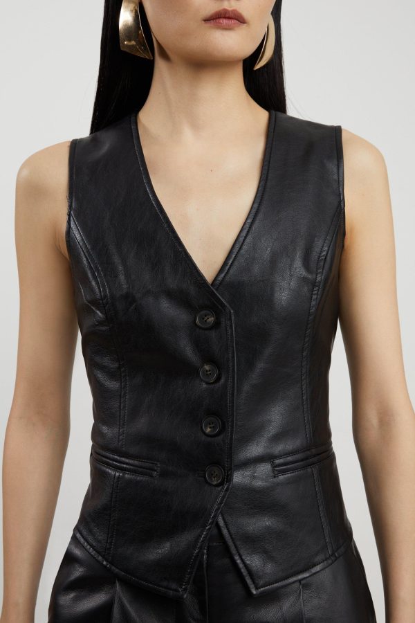 DALISER750 Faux Leather Button Waistcoat - Image 2