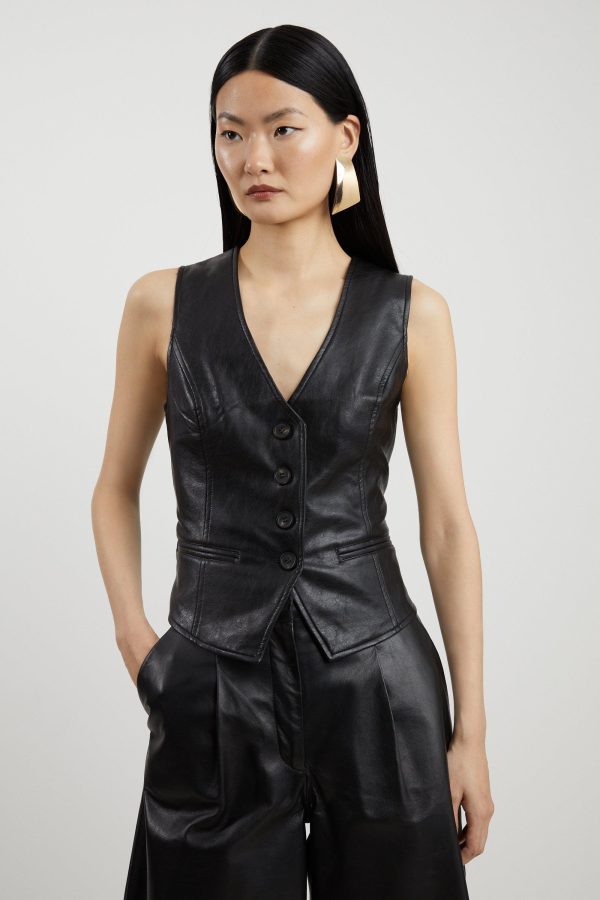 DALISER750 Faux Leather Button Waistcoat - Image 4